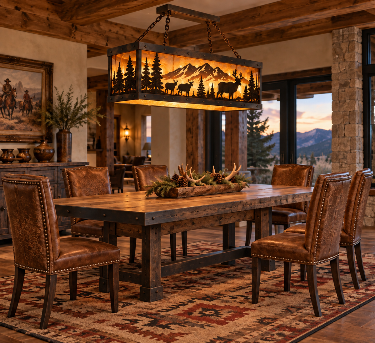 Rocky Mountain Rectangular Western Chandelier